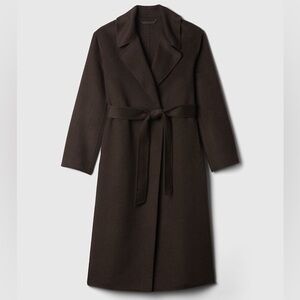 GAP Belted Double-Faced Wool Coat Dark Brown, Size L